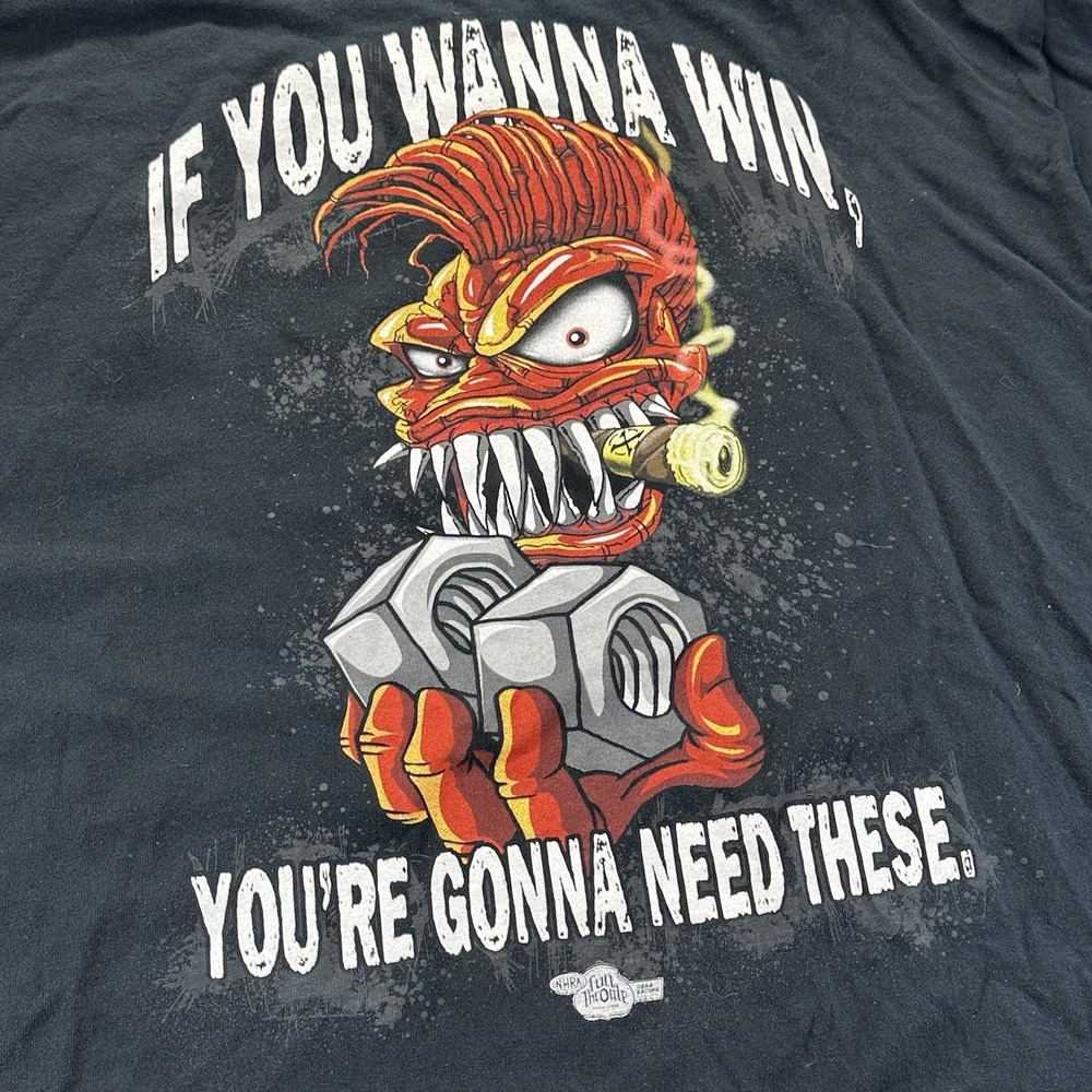 VTG Piranaz Racing Deez Nutz Tee GILDAN Black T-Shirt NHRA Men's Size 2XL - Picture 2 of 10